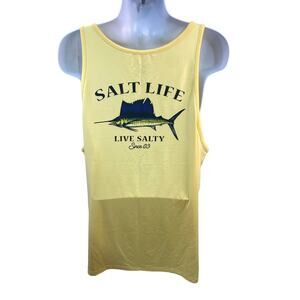 Salt Life Mens Live Salty Tank Top Mens XXL yellow polyester spandex stretch
